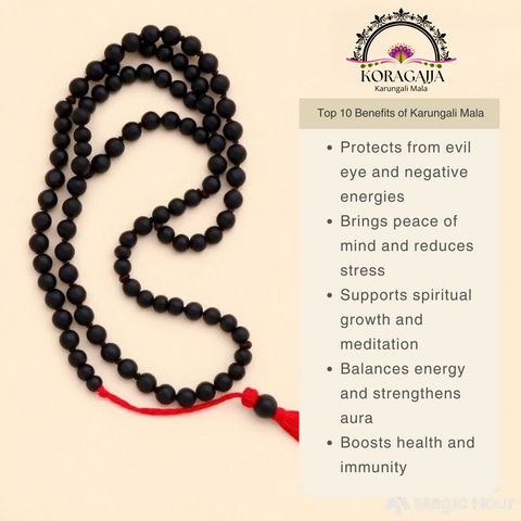 Original Karungali Malai 108-Beads Ebony Wood with Govt. Certified